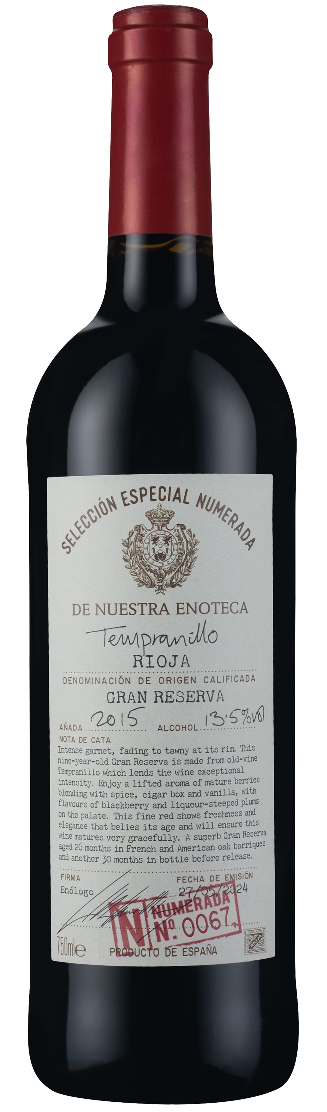 Selección Especial Numerada 67 Rioja Gran Reserva 2015