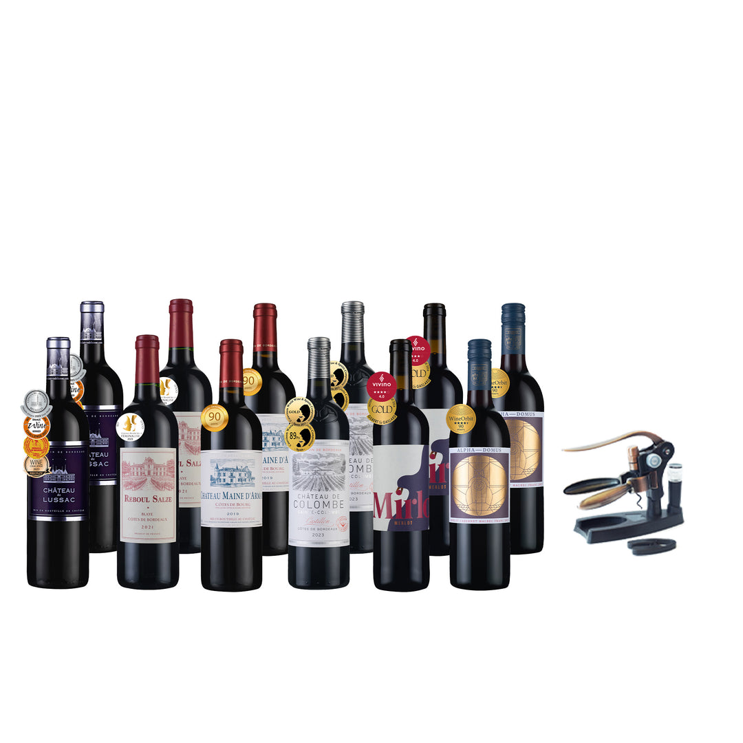 獲獎梅洛酒組12瓶+專業開瓶器乙組
