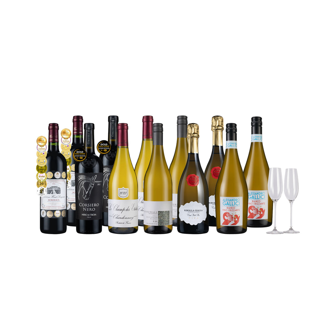 喜迎2026紅白氣泡酒組12瓶+免費香檳杯乙對