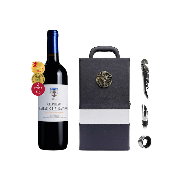 [父親節：美國商會FB粉絲加購優惠] 波爾多中級酒莊名酒Château Ramage La Batisse 2014 1瓶 + 復古皮革禮盒乙個