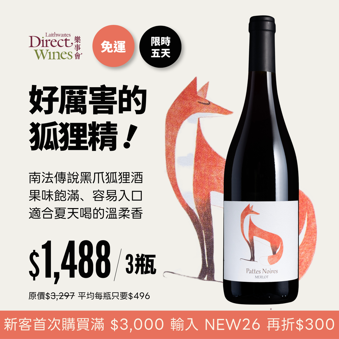 【社群限定｜單組免運】南法火山傳說『狐狸精』溫柔香梅洛紅酒Pattes Noires Merlot 2023 3入組