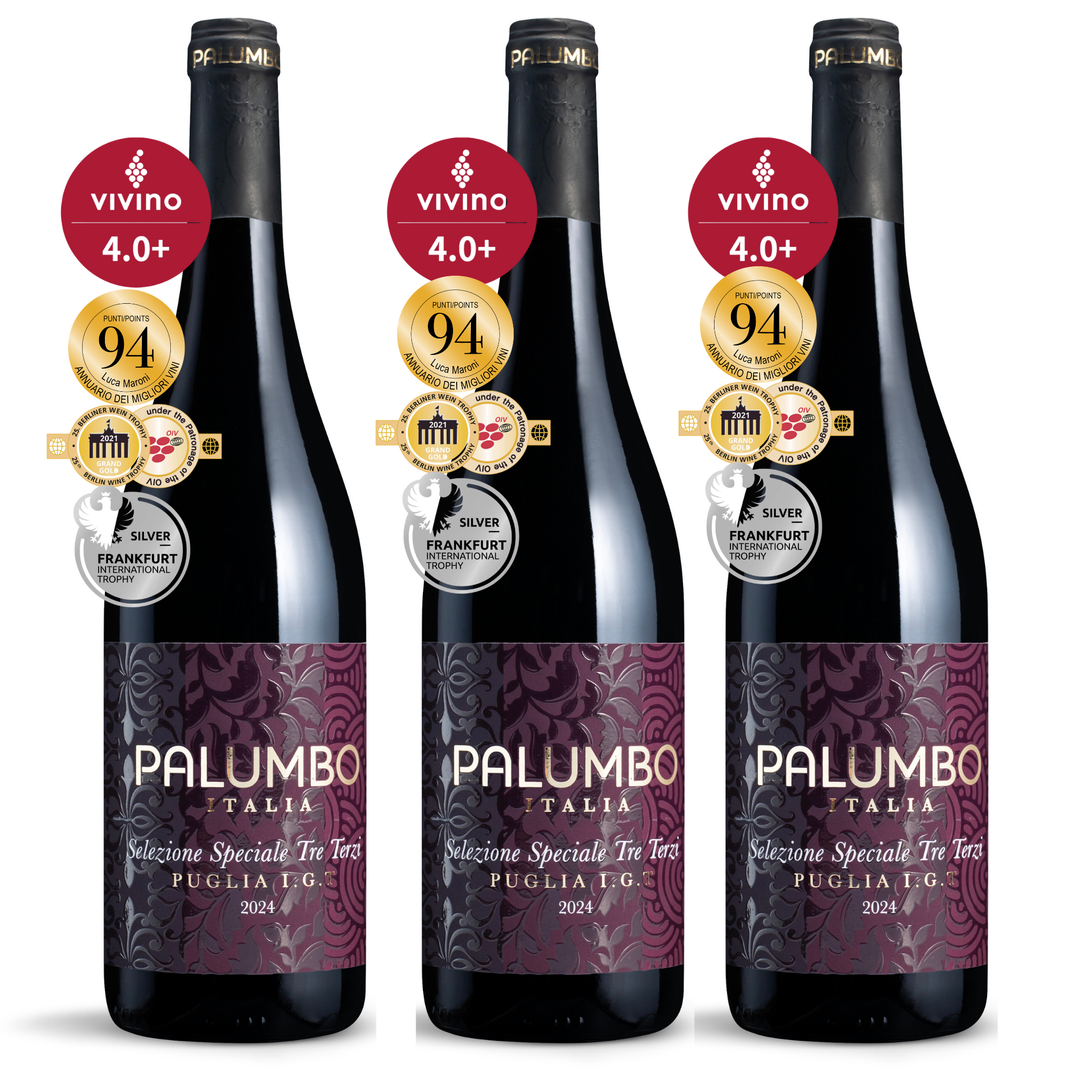 【社群限定｜單組免運】金牌94高分 × Vivino 4星義大利名酒 Palumbo Puglia 2024 3入組