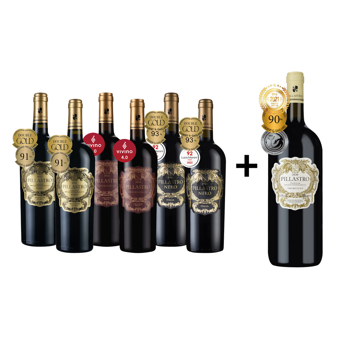 義大利最暢銷Pillastro 家族品牌系列組 7瓶 (750ml 三款各兩瓶+1500ml 一瓶)